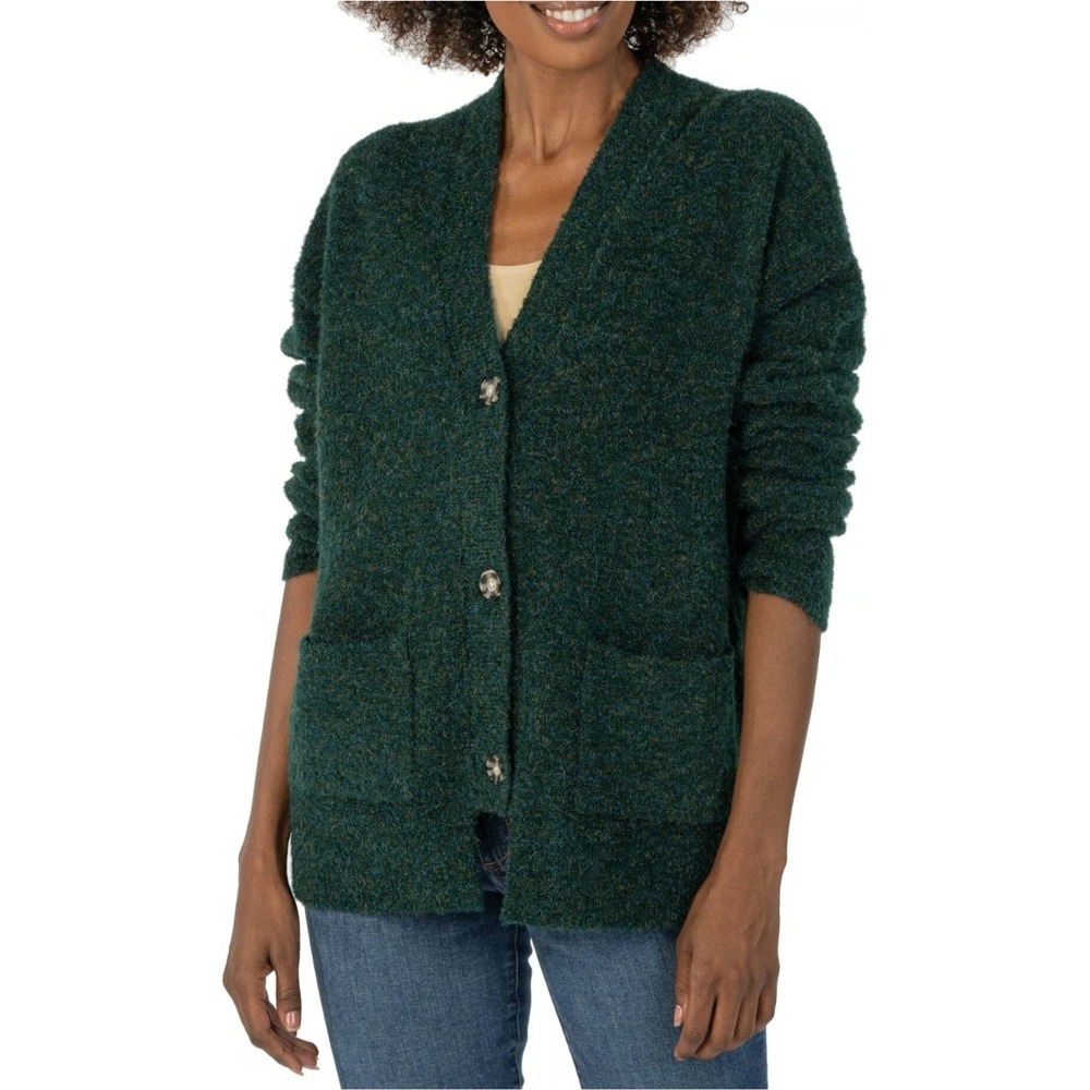 KUT From The Kloth Button Front Cardigan Sweater Knit Pockets Green Flexs‎ Small